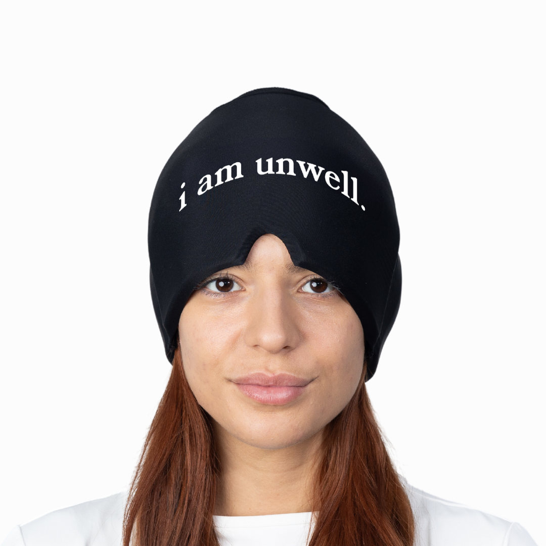 girl wearing "i am unwell" hangover hugg